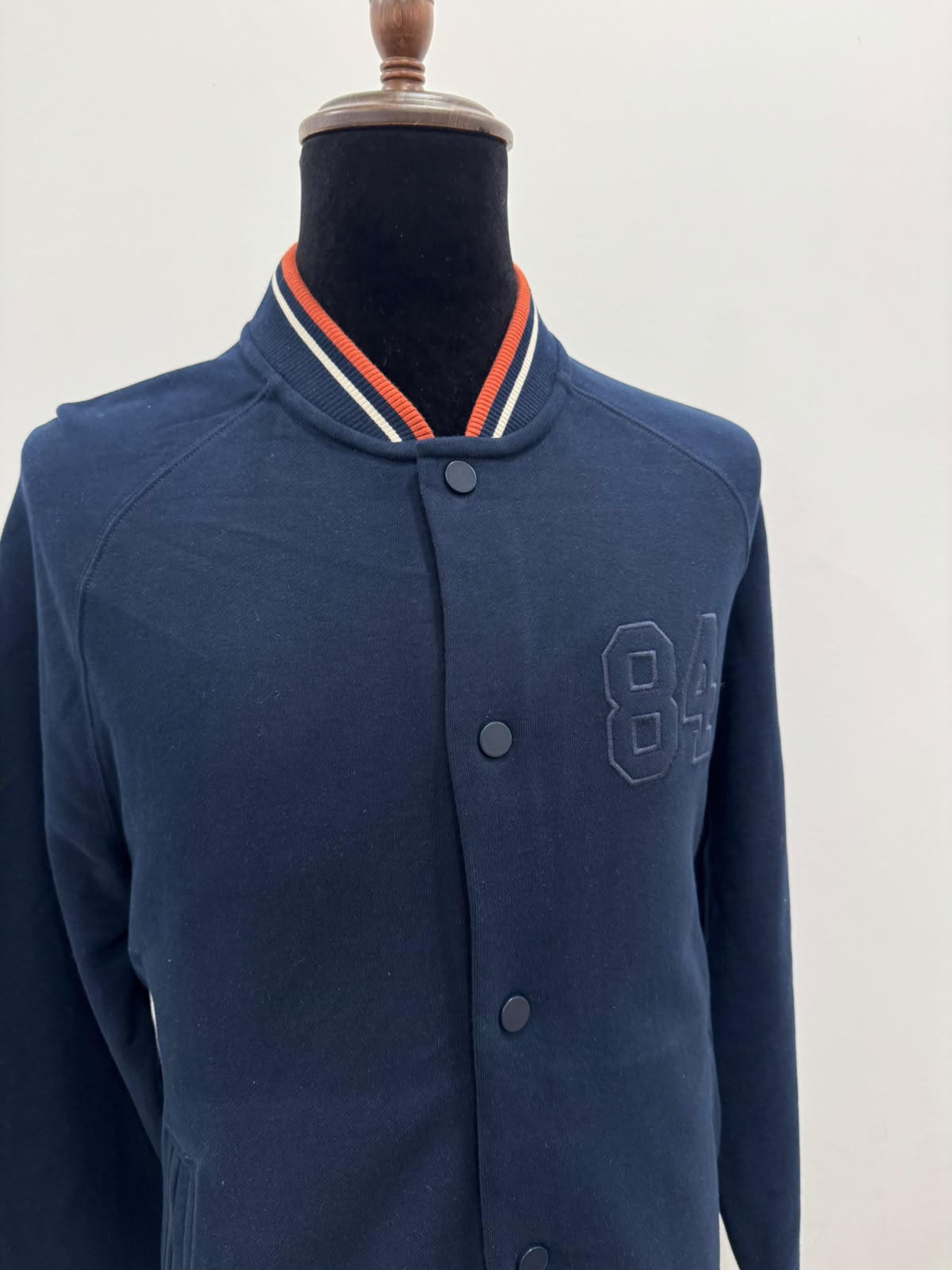 MARKS AND SPENSER SOLID MENS CREW NECK ORANGE & NAVY BLUE