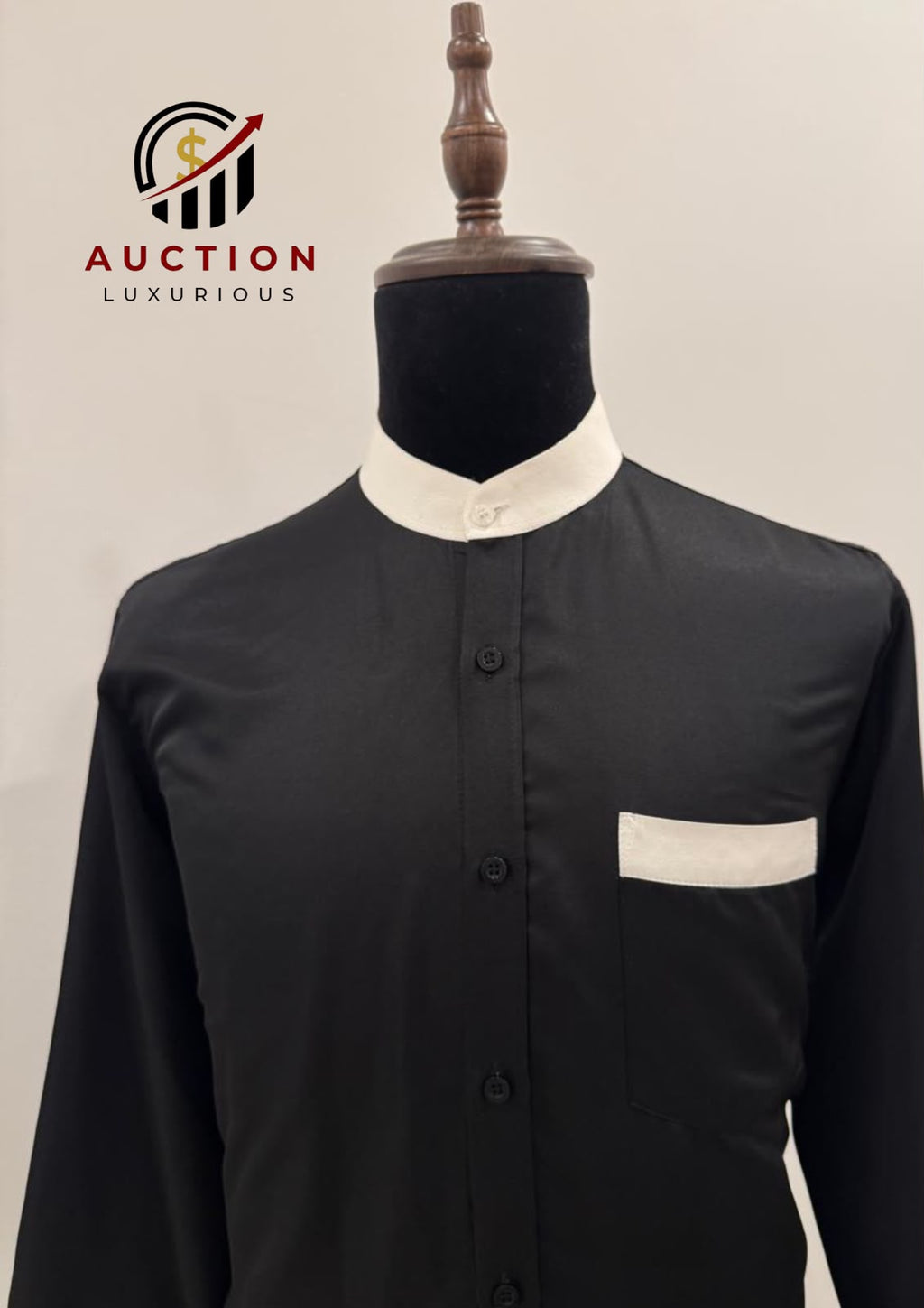 BISHOP COLLAR SILK LONG SLEEVE SHIRT