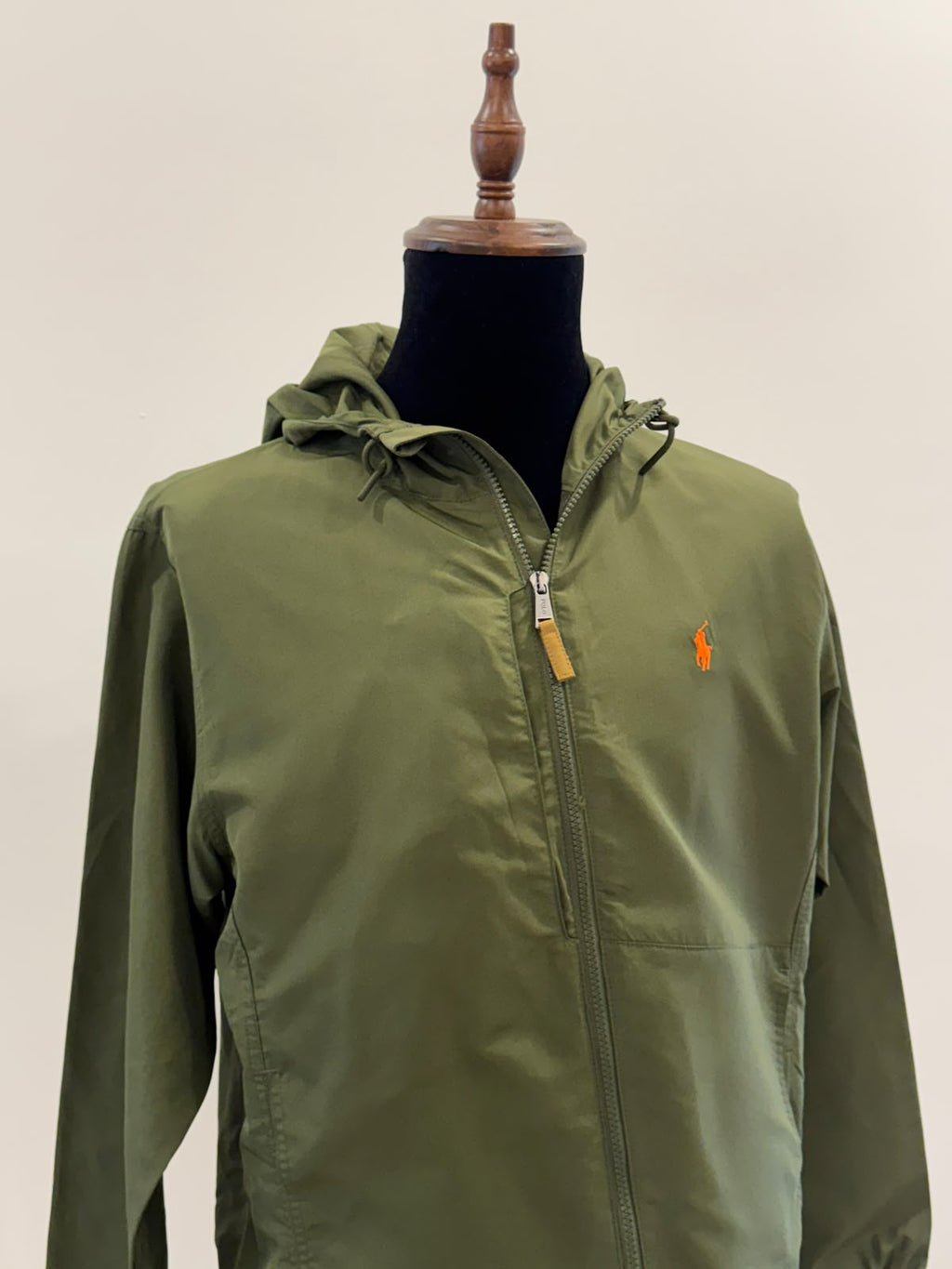 POLO RALPH LAUREN PERFORMANCE ARMY GREEN HOODED ZIP UP JACKET