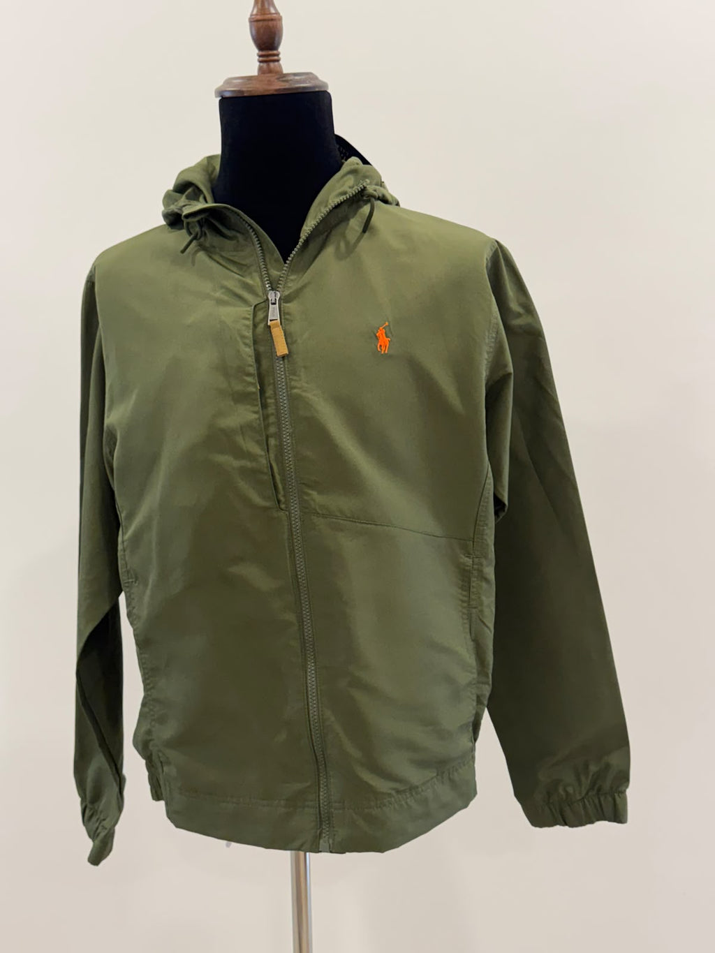 POLO RALPH LAUREN PERFORMANCE ARMY GREEN HOODED ZIP UP JACKET