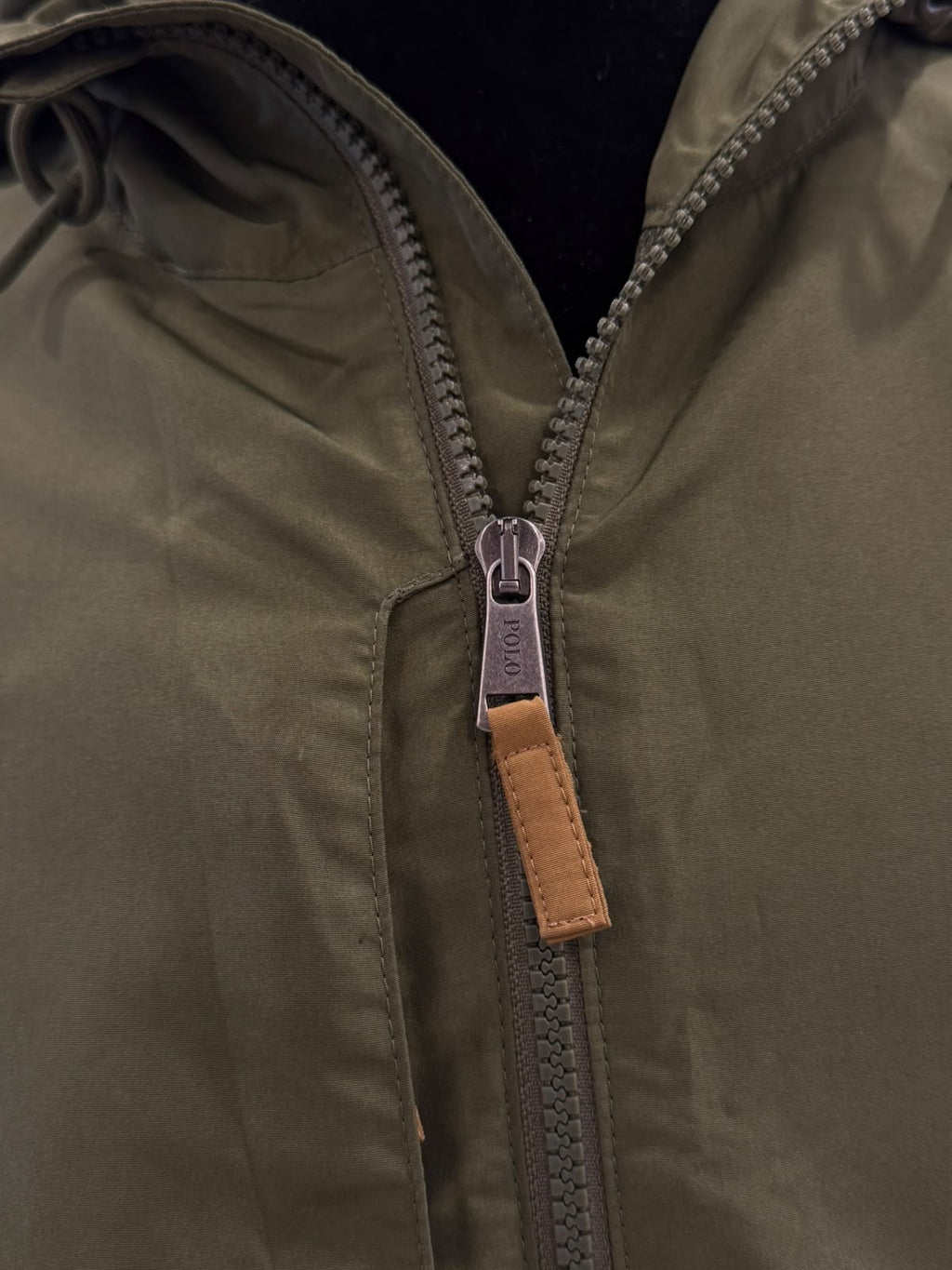 POLO RALPH LAUREN PERFORMANCE ARMY GREEN HOODED ZIP UP JACKET