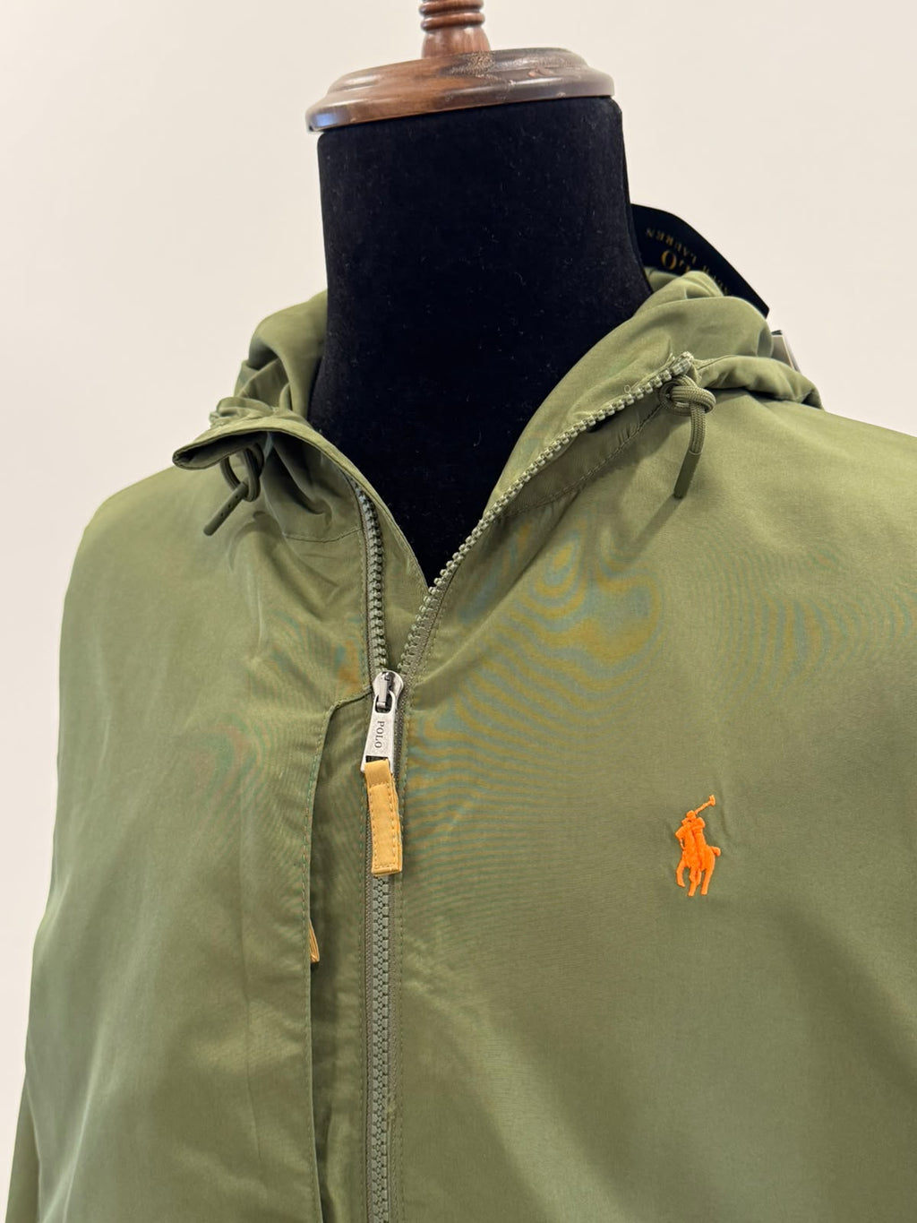 POLO RALPH LAUREN PERFORMANCE ARMY GREEN HOODED ZIP UP JACKET