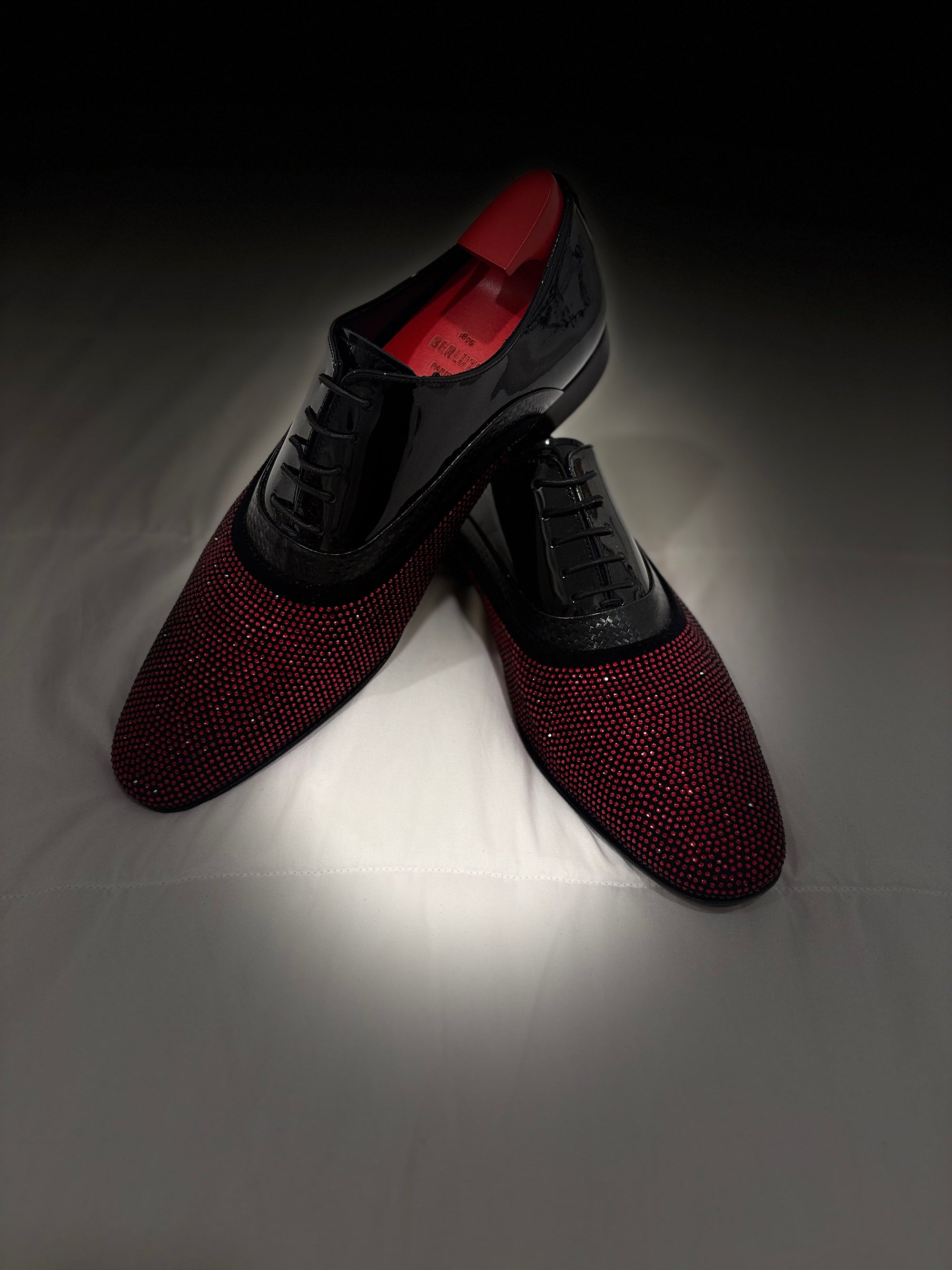 Vero Cuoio Black Patent Leather With Red Stones (Hand Made)