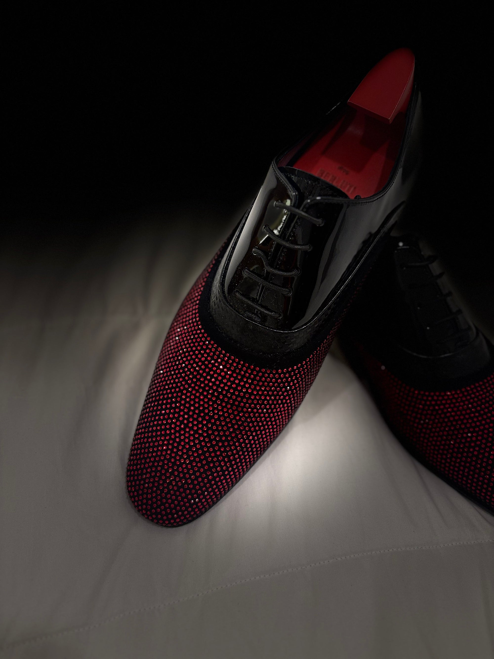 Vero Cuoio Black Patent Leather With Red Stones (Hand Made)