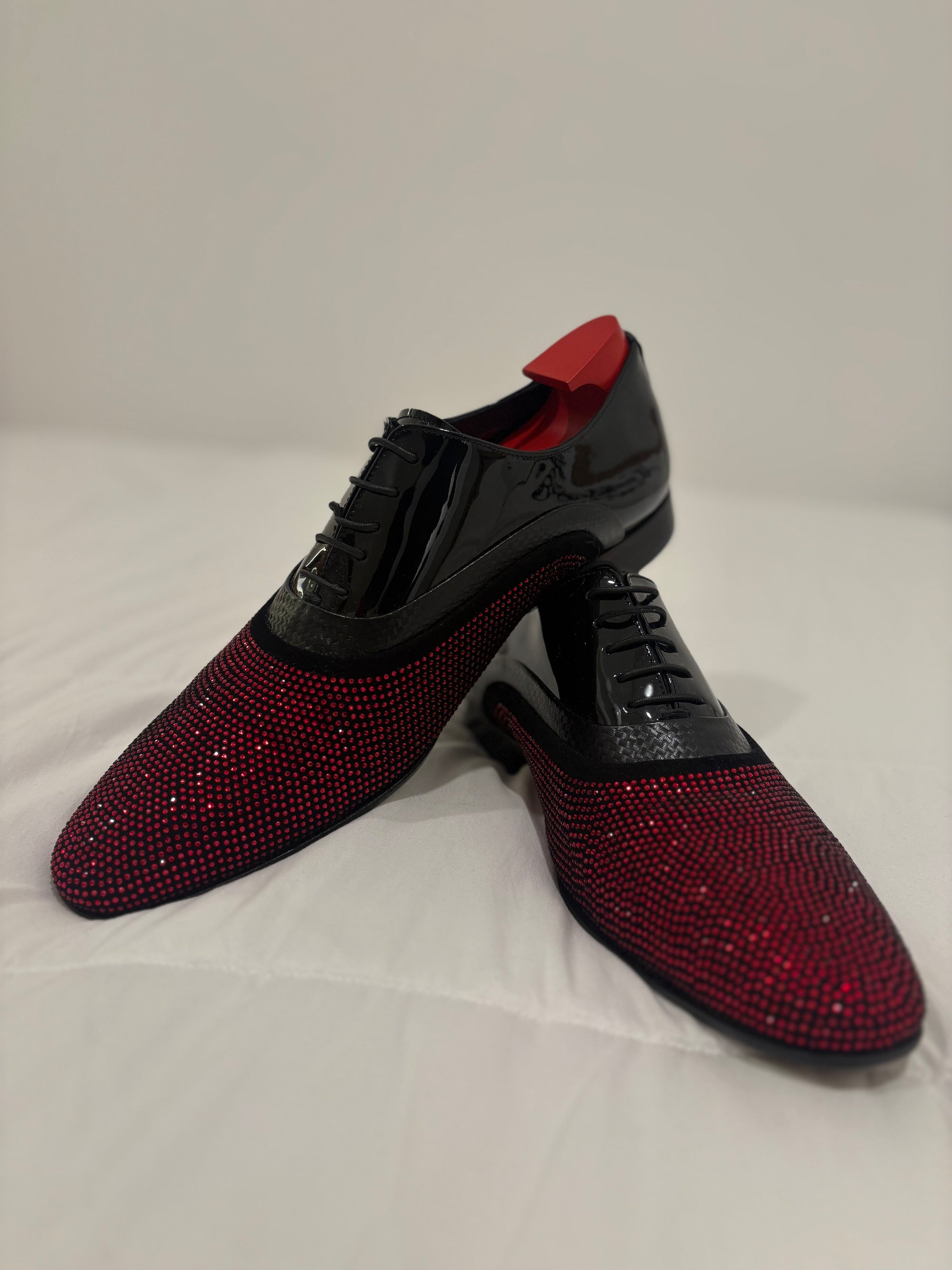 Vero Cuoio Black Patent Leather With Red Stones (Hand Made)