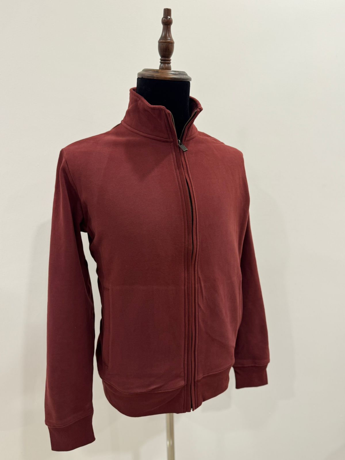 M&S MENS CASHMERE BURGUNDY FULL ZIP JACKET
