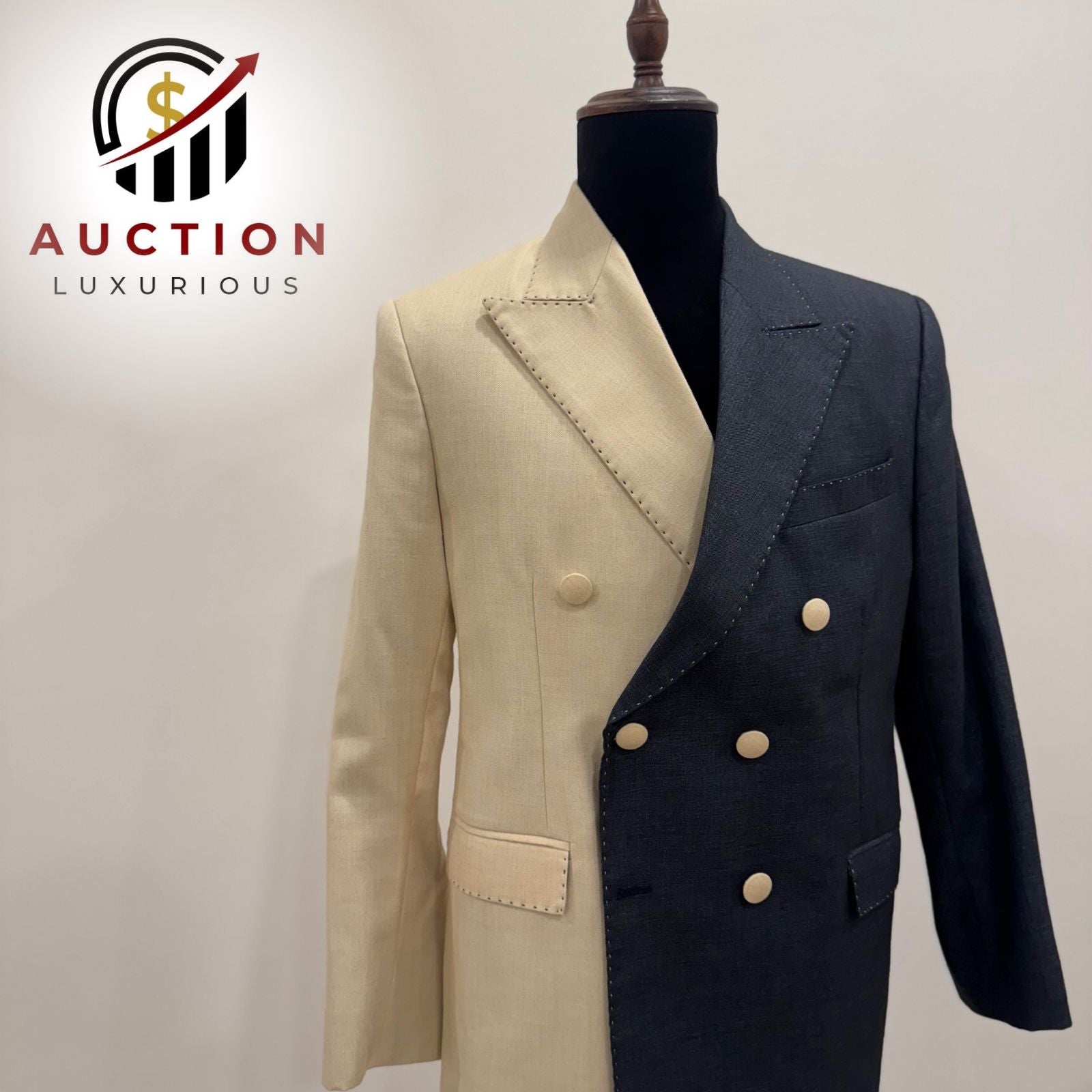 Prize Two Toned Dark Grey & Beige Blazer with Pant