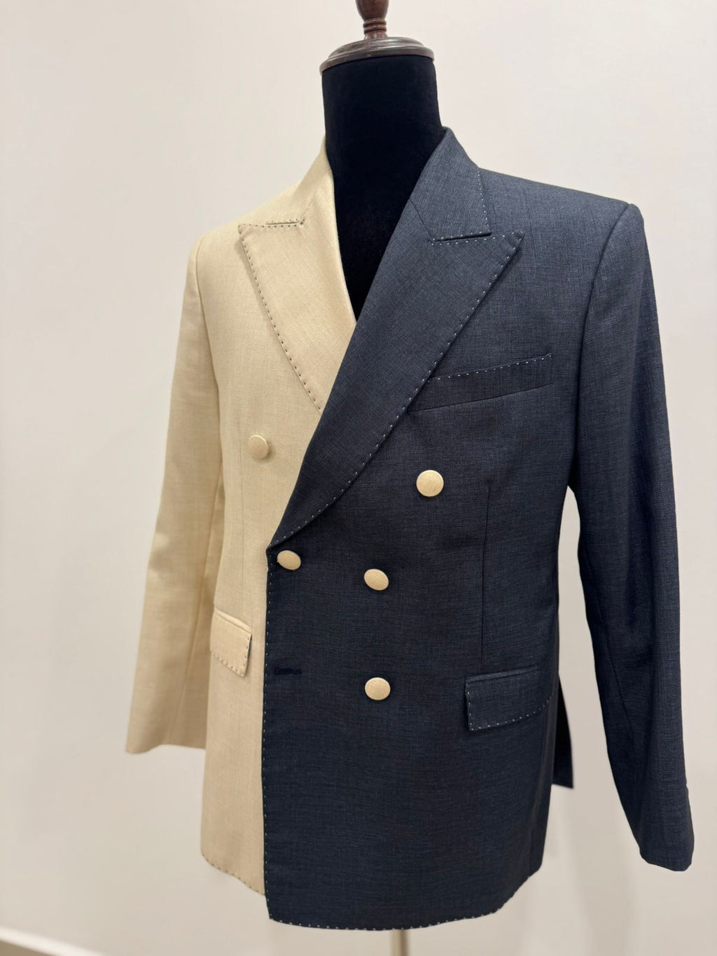 Prize Two Toned Dark Grey & Beige Blazer with Pant