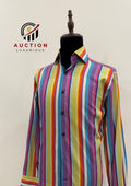 HAWES & CURTIS HIGH COLLAR MULTI COLOURED STRIPED VERTICAL PATTERN