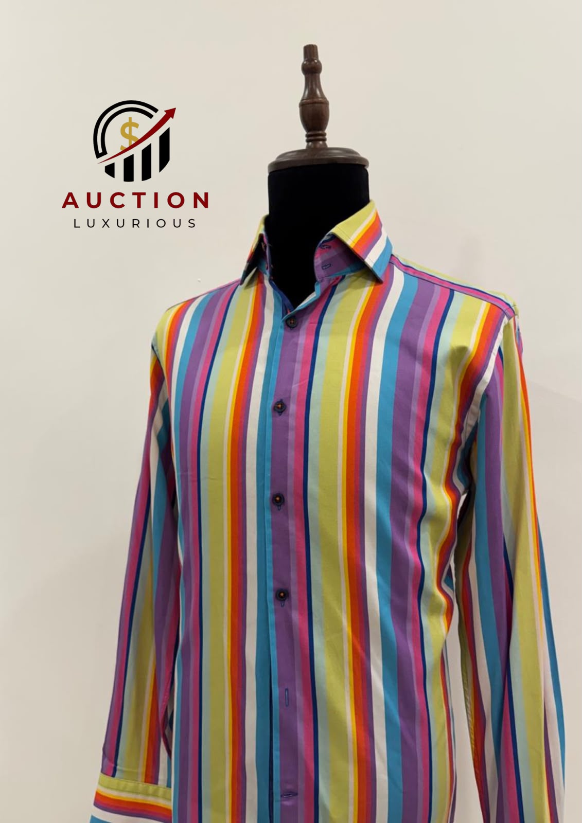 HAWES & CURTIS HIGH COLLAR MULTI COLOURED STRIPED VERTICAL PATTERN