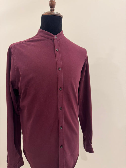 BURGNDY COTTON LONG SLEEVE SHIRT